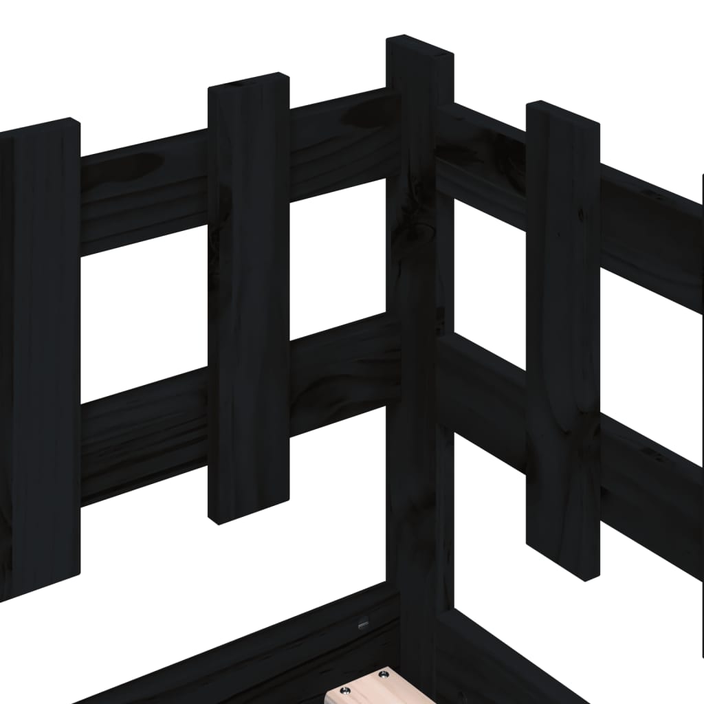 Day Bed without Mattress Black 90x190 cm Single Solid Wood Pine - Bargainia.com - 