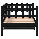Day Bed without Mattress Black 90x190 cm Single Solid Wood Pine - Bargainia.com - 