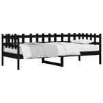 Day Bed without Mattress Black 90x190 cm Single Solid Wood Pine - Bargainia.com - 