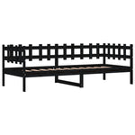 Day Bed without Mattress Black 90x190 cm Single Solid Wood Pine - Bargainia.com - 
