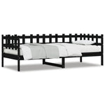 Day Bed without Mattress Black 90x190 cm Single Solid Wood Pine - Bargainia.com - 