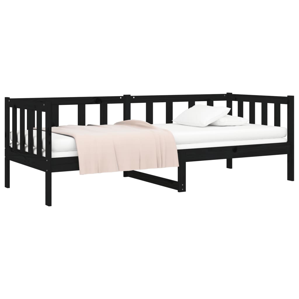 Day Bed without Mattress Black 90x190cm Solid Wood Pine - Bargainia.com - 