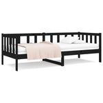 Day Bed without Mattress Black 90x190cm Solid Wood Pine - Bargainia.com - 