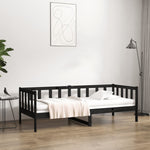 Day Bed without Mattress Black 90x190cm Solid Wood Pine - Bargainia.com - 