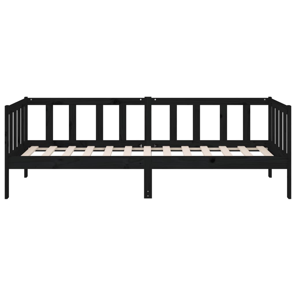 Day Bed without Mattress Black 90x190cm Solid Wood Pine - Bargainia.com - 