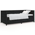 Day Bed without Mattress Black 90x200 cm Solid Wood Pine - Bargainia.com - 