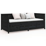 Day Bed without Mattress Black 90x200 cm Solid Wood Pine - Bargainia.com - 