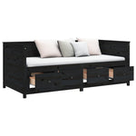 Day Bed without Mattress Black 90x200 cm Solid Wood Pine - Bargainia.com - 