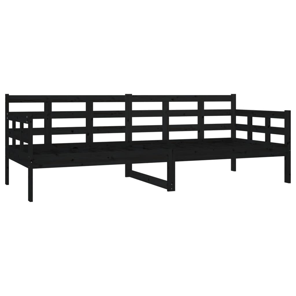 Day Bed without Mattress Black Solid Wood Pine 80x200 cm - Bargainia.com - 