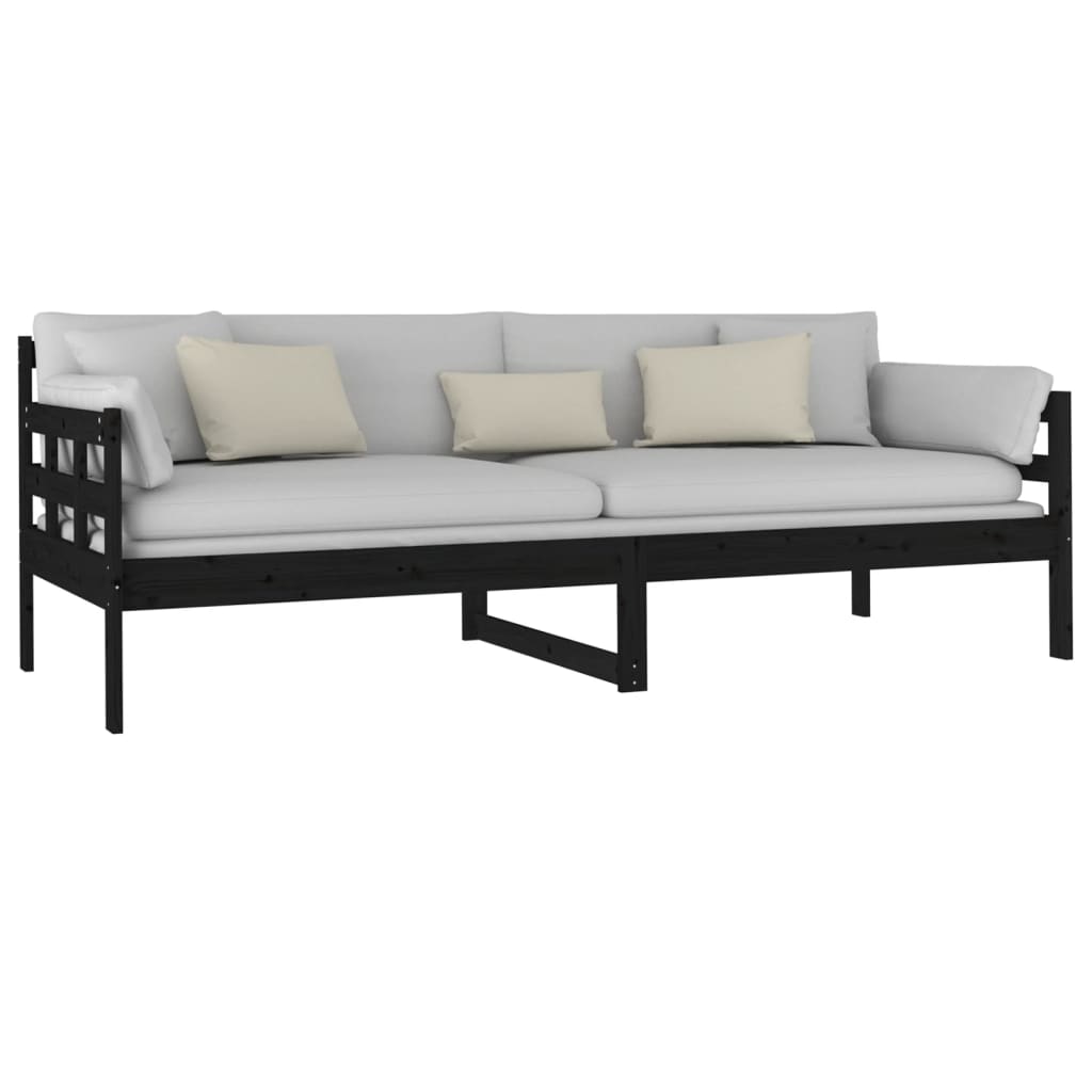 Day Bed without Mattress Black Solid Wood Pine 80x200 cm - Bargainia.com - 