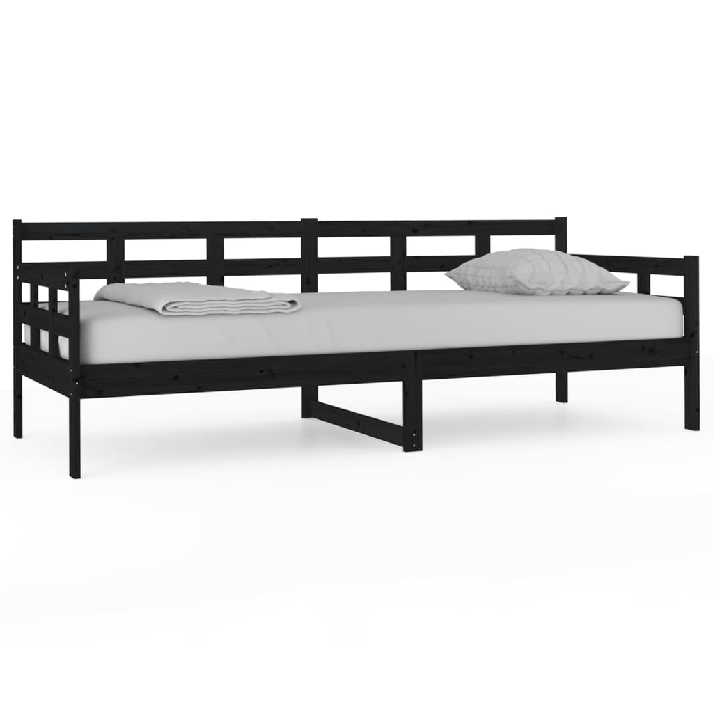 Day Bed without Mattress Black Solid Wood Pine 80x200 cm - Bargainia.com - 
