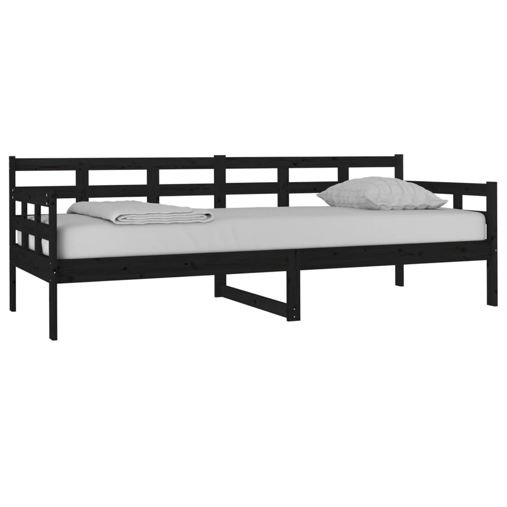 Day Bed without Mattress Black Solid Wood Pine 80x200 cm - Bargainia.com - 