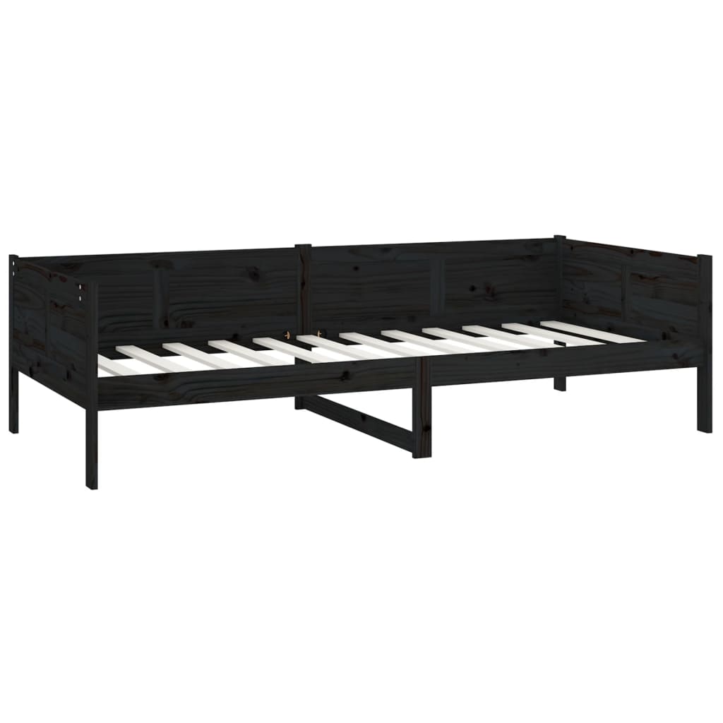 Day Bed without Mattress Black Solid Wood Pine 90x190 cm Single - Bargainia.com - 