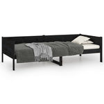 Day Bed without Mattress Black Solid Wood Pine 90x190 cm Single - Bargainia.com - 
