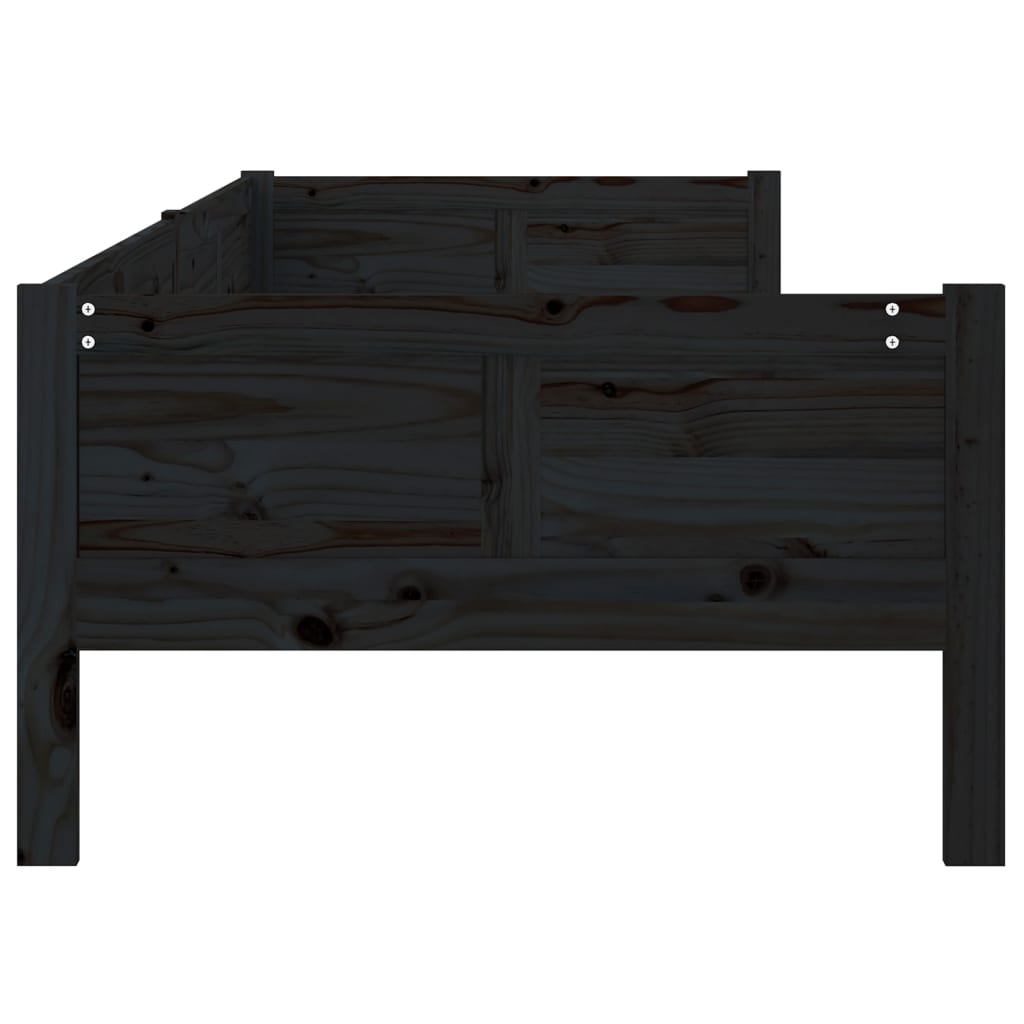 Day Bed without Mattress Black Solid Wood Pine 90x190 cm Single - Bargainia.com - 