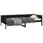 Day Bed without Mattress Black Solid Wood Pine 90x190 cm Single - Bargainia.com - 