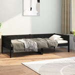 Day Bed without Mattress Black Solid Wood Pine 90x190 cm Single - Bargainia.com - 