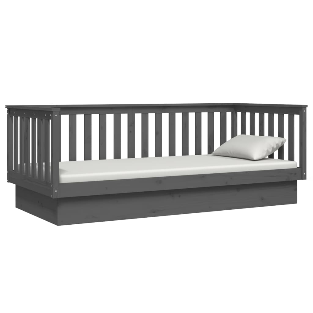 Day Bed without Mattress Grey 100x200 cm Solid Wood Pine - Bargainia.com - 