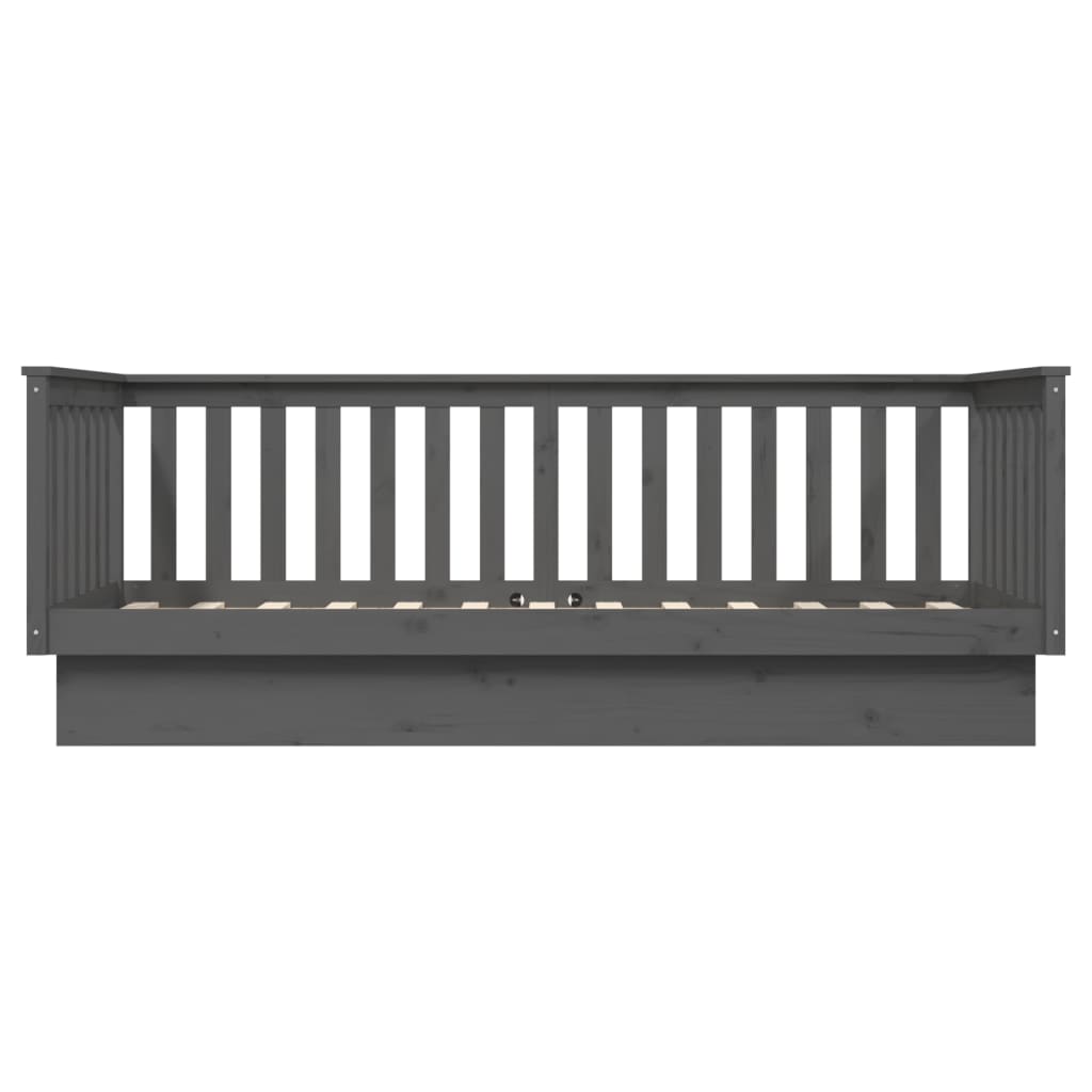 Day Bed without Mattress Grey 100x200 cm Solid Wood Pine - Bargainia.com - 