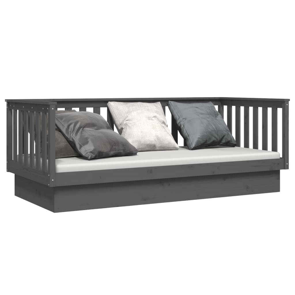 Day Bed without Mattress Grey 100x200 cm Solid Wood Pine - Bargainia.com - 