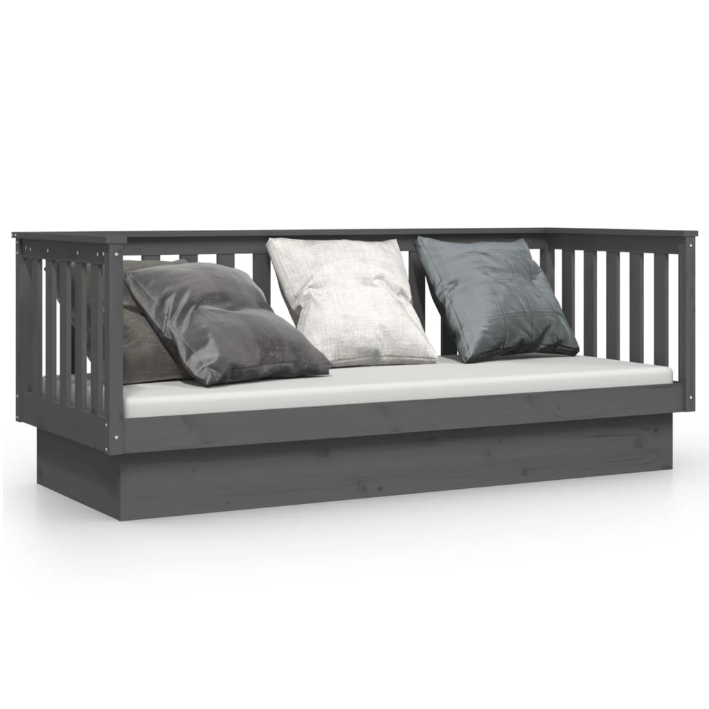 Day Bed without Mattress Grey 75x190 cm Small Single Solid Wood Pine - Bargainia.com - 