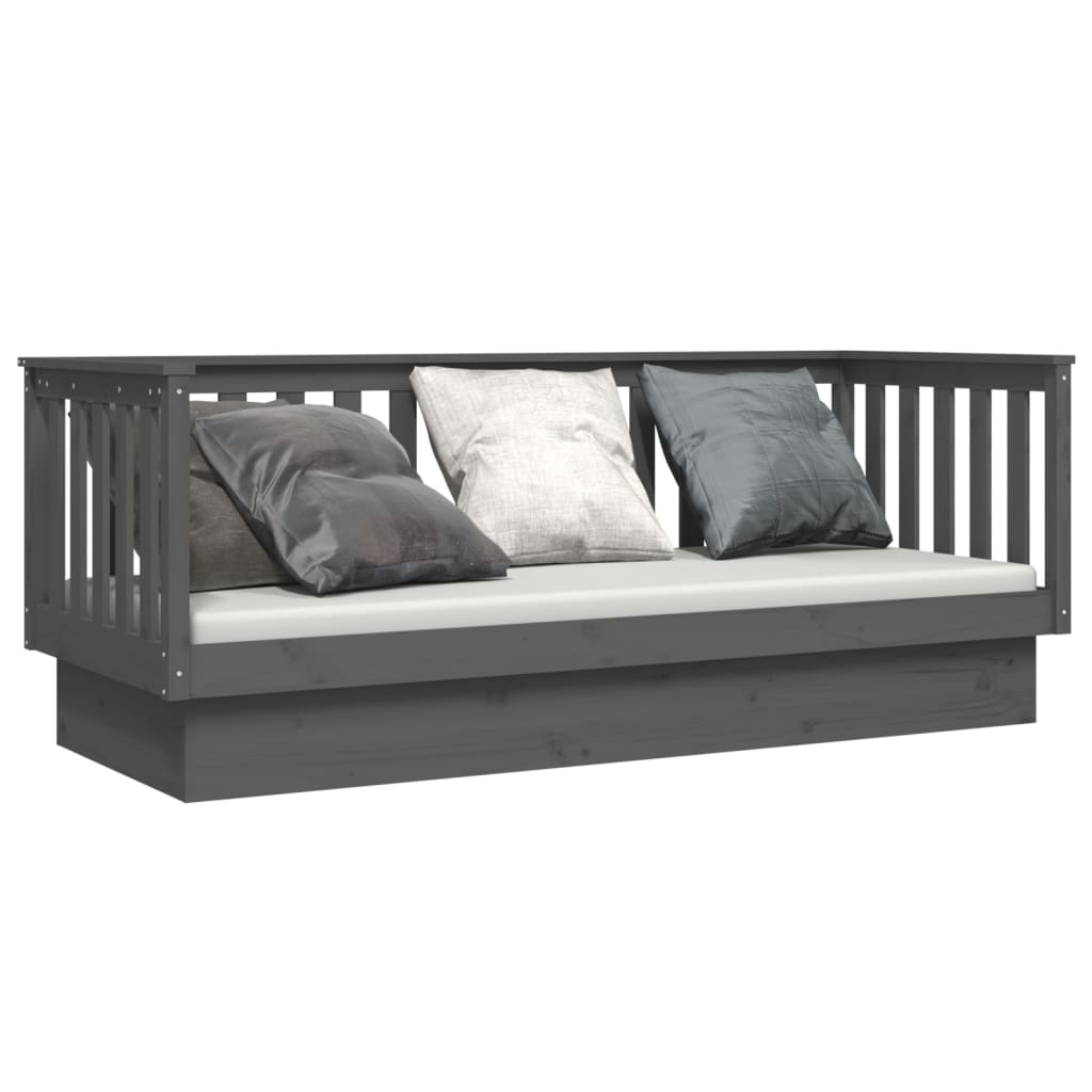 Day Bed without Mattress Grey 75x190 cm Small Single Solid Wood Pine - Bargainia.com - 