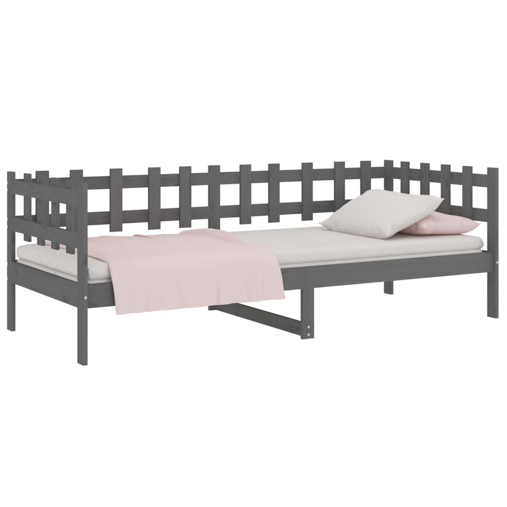 Day Bed without Mattress Grey 90x200 cm Solid Wood Pine - Bargainia.com - 