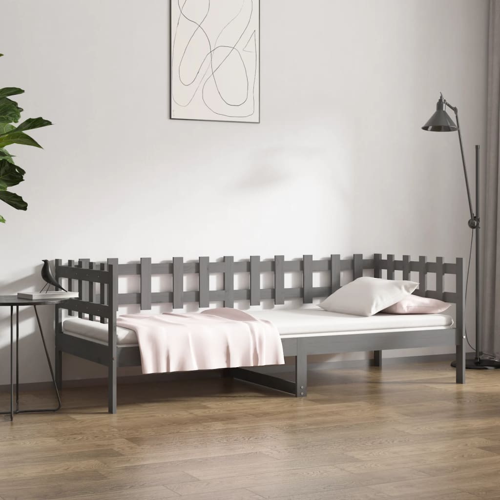 Day Bed without Mattress Grey 90x200 cm Solid Wood Pine - Bargainia.com - 