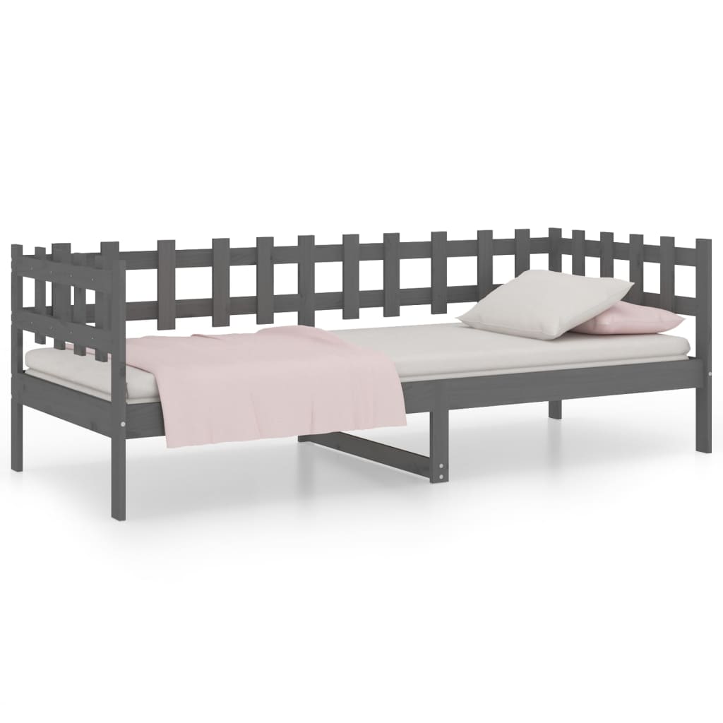 Day Bed without Mattress Grey 90x200 cm Solid Wood Pine - Bargainia.com - 