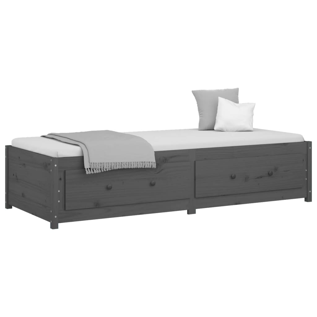 Day Bed without Mattress Grey 90x200 cm Solid Wood Pine - Bargainia.com - 