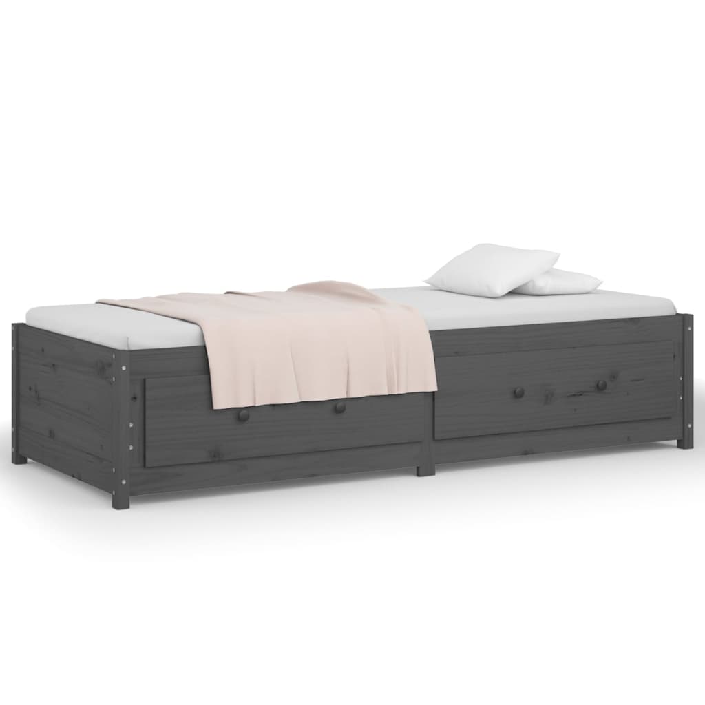 Day Bed without Mattress Grey 90x200 cm Solid Wood Pine - Bargainia.com - 
