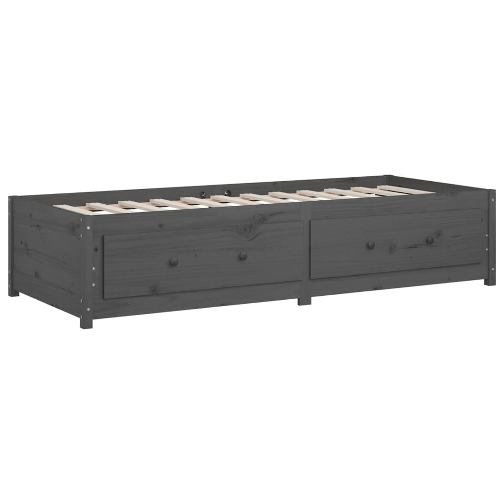 Day Bed without Mattress Grey 90x200 cm Solid Wood Pine - Bargainia.com - 