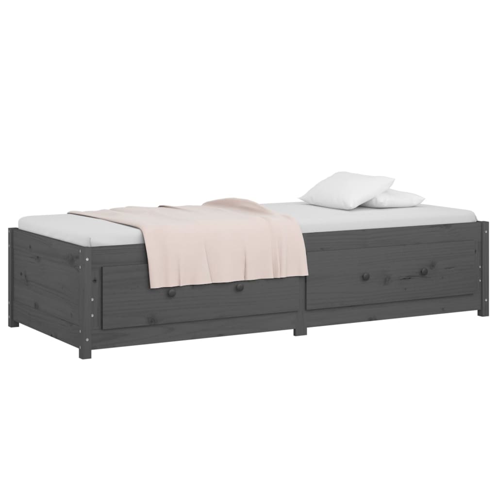 Day Bed without Mattress Grey 90x200 cm Solid Wood Pine - Bargainia.com - 