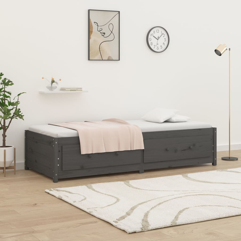 Day Bed without Mattress Grey 90x200 cm Solid Wood Pine - Bargainia.com - 