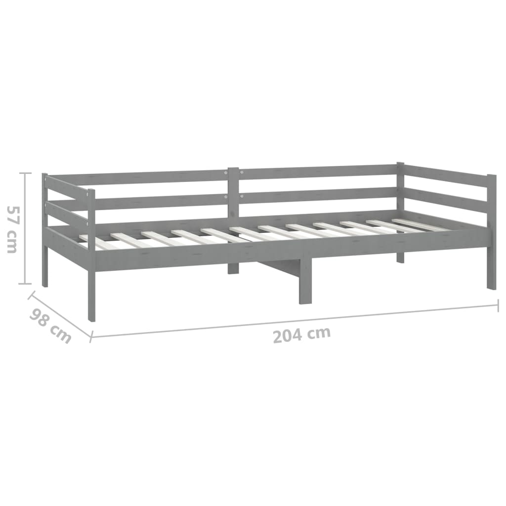 Day Bed without Mattress Grey Solid Wood Pine 90x200cm - Bargainia.com - 