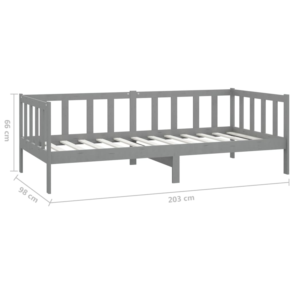Day Bed without Mattress Grey Solid Wood Pine 90x200cm - Bargainia.com - 