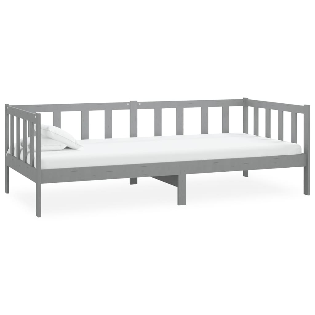 Day Bed without Mattress Grey Solid Wood Pine 90x200cm - Bargainia.com - 