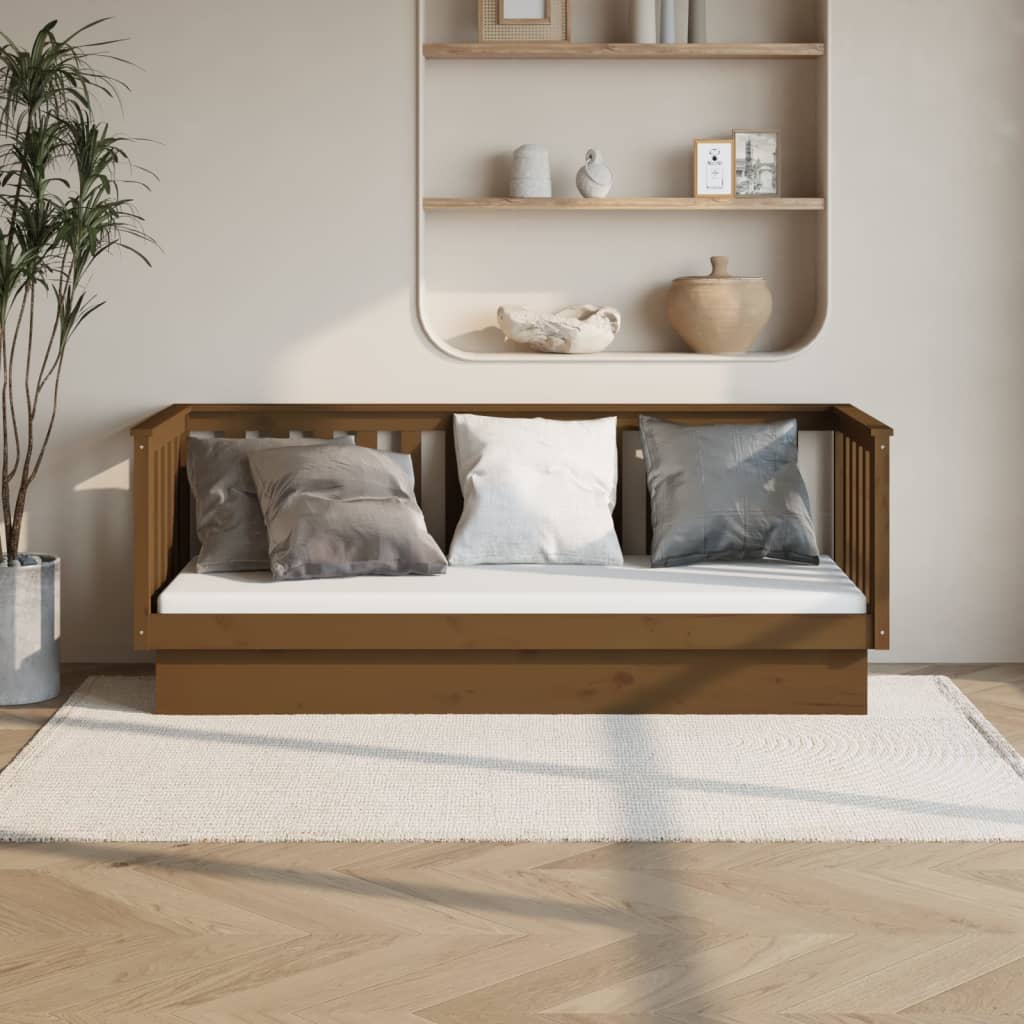Day Bed without Mattress Honey Brown 75x190 cm Small Single Solid Wood Pine - Bargainia.com - 
