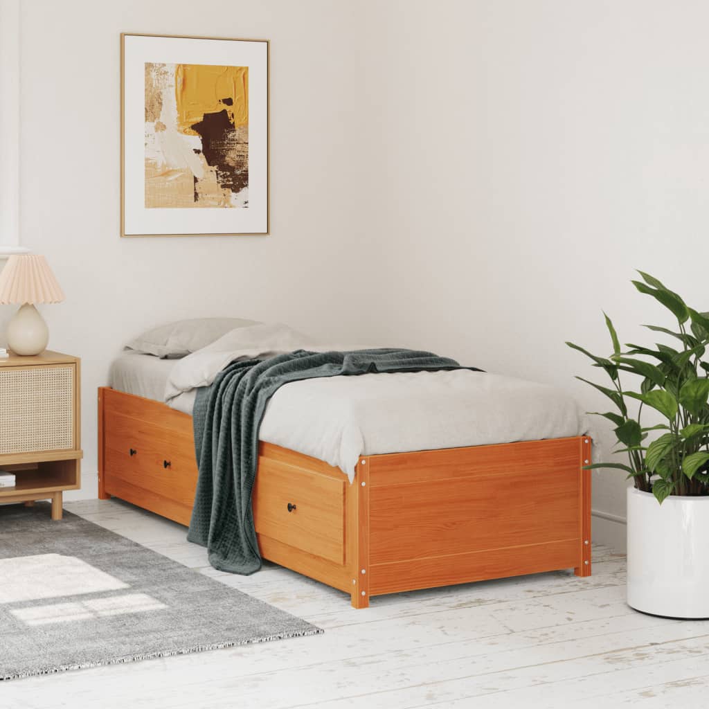 Day Bed without Mattress Wax Brown 90x190 cm Single Solid Wood Pine - Bargainia.com - 