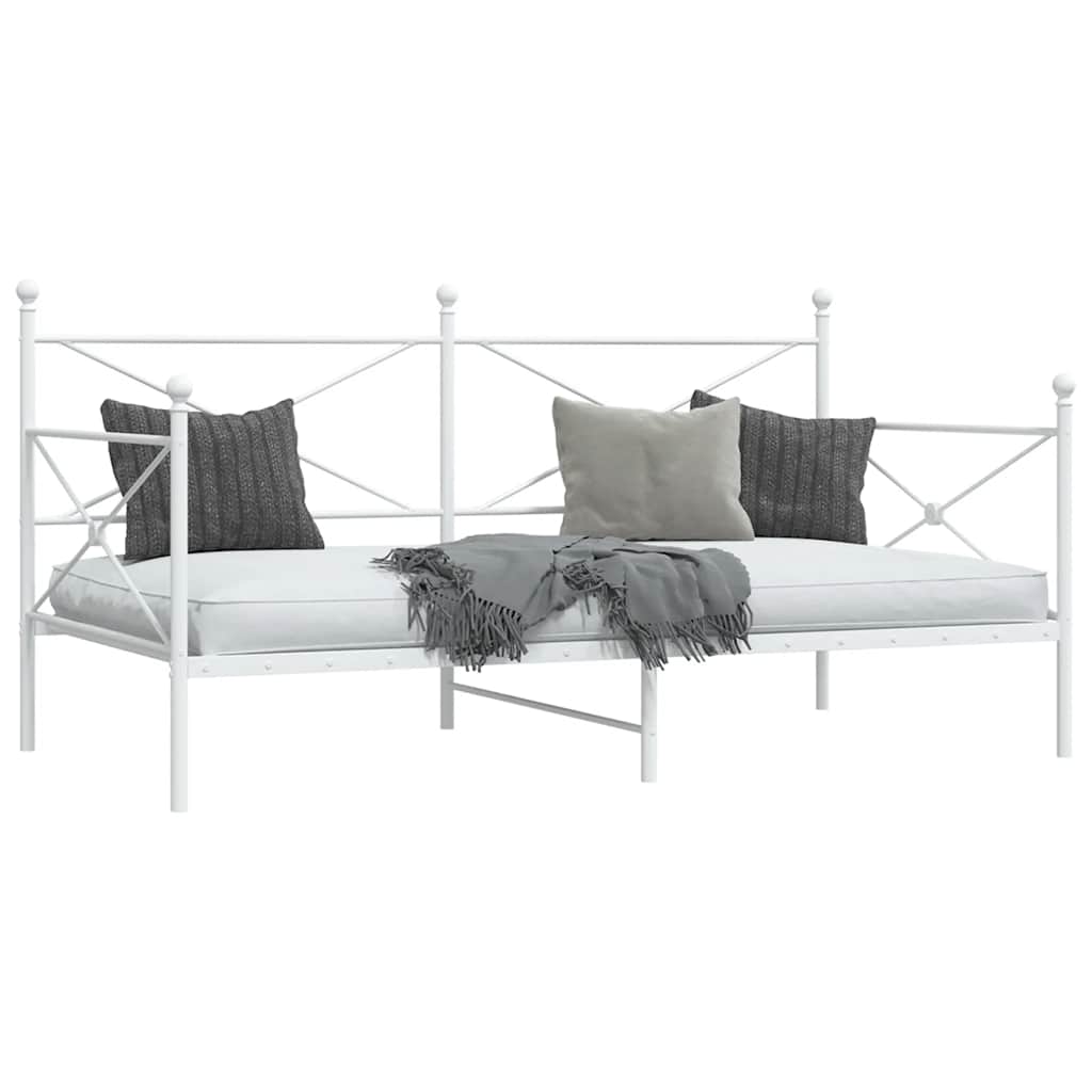 Day Bed without Mattress White 100x190 cm Steel - Bargainia.com - 