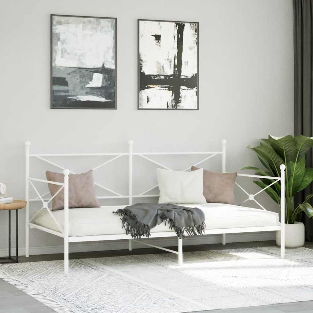 Day Bed without Mattress White 100x190 cm Steel - Bargainia.com - 
