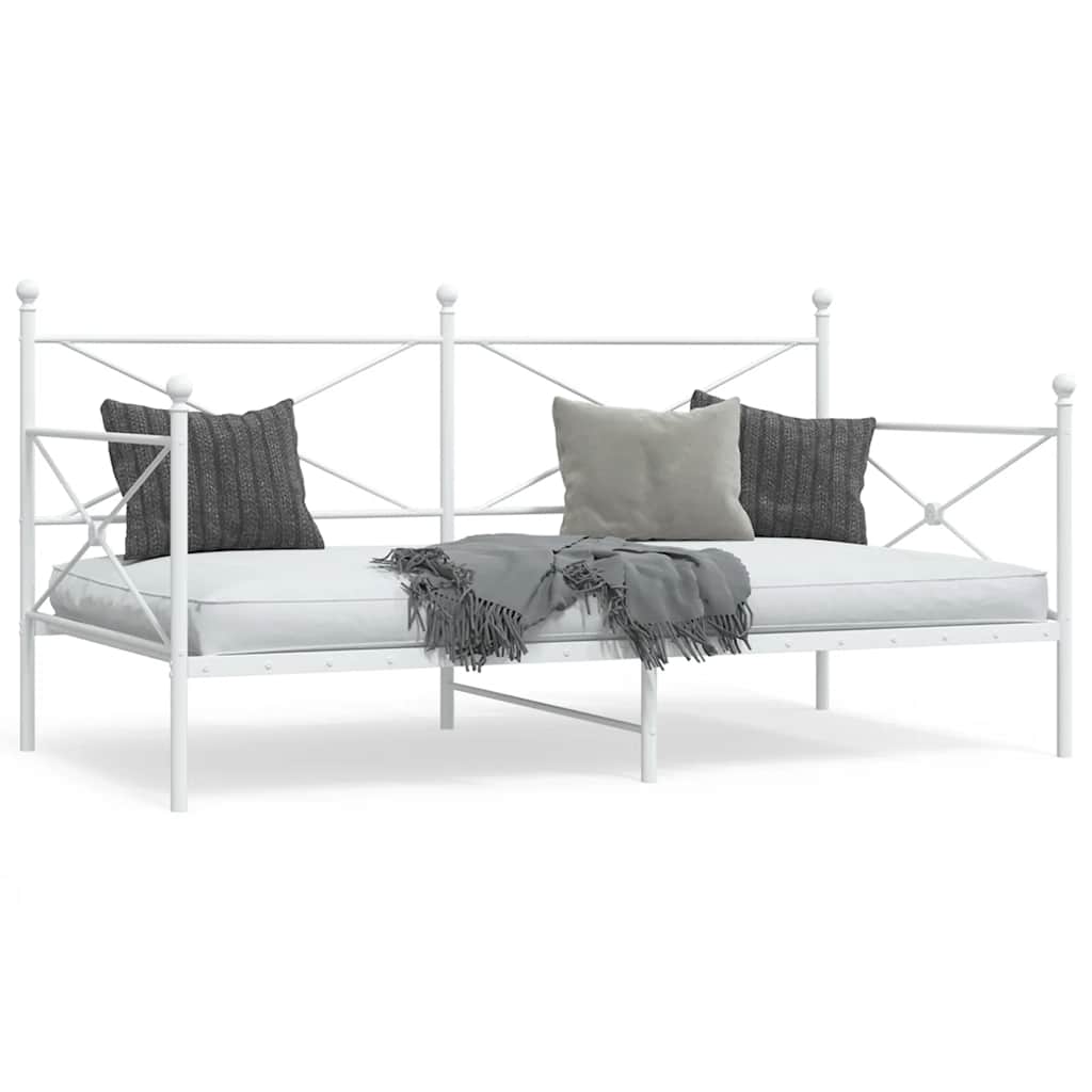 Day Bed without Mattress White 100x200 cm Steel - Bargainia.com - 