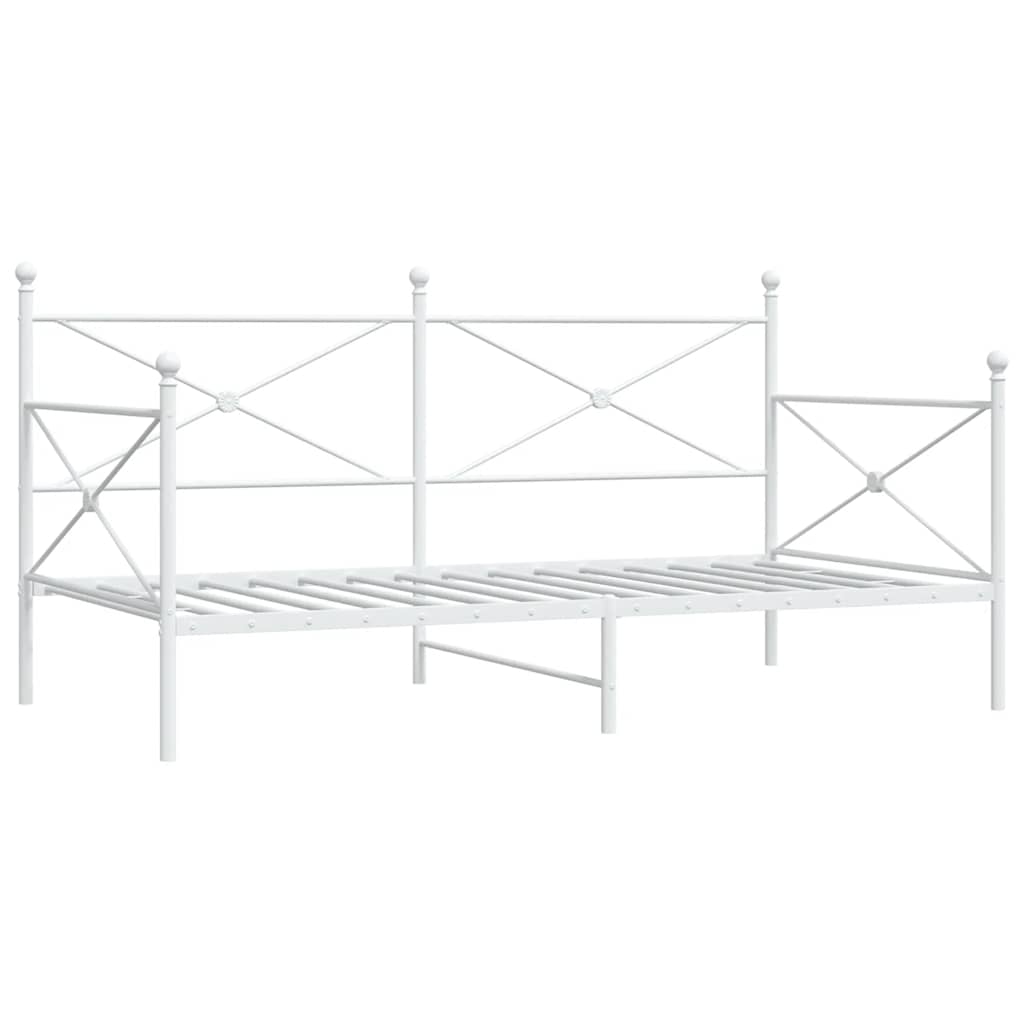 Day Bed without Mattress White 100x200 cm Steel - Bargainia.com - 