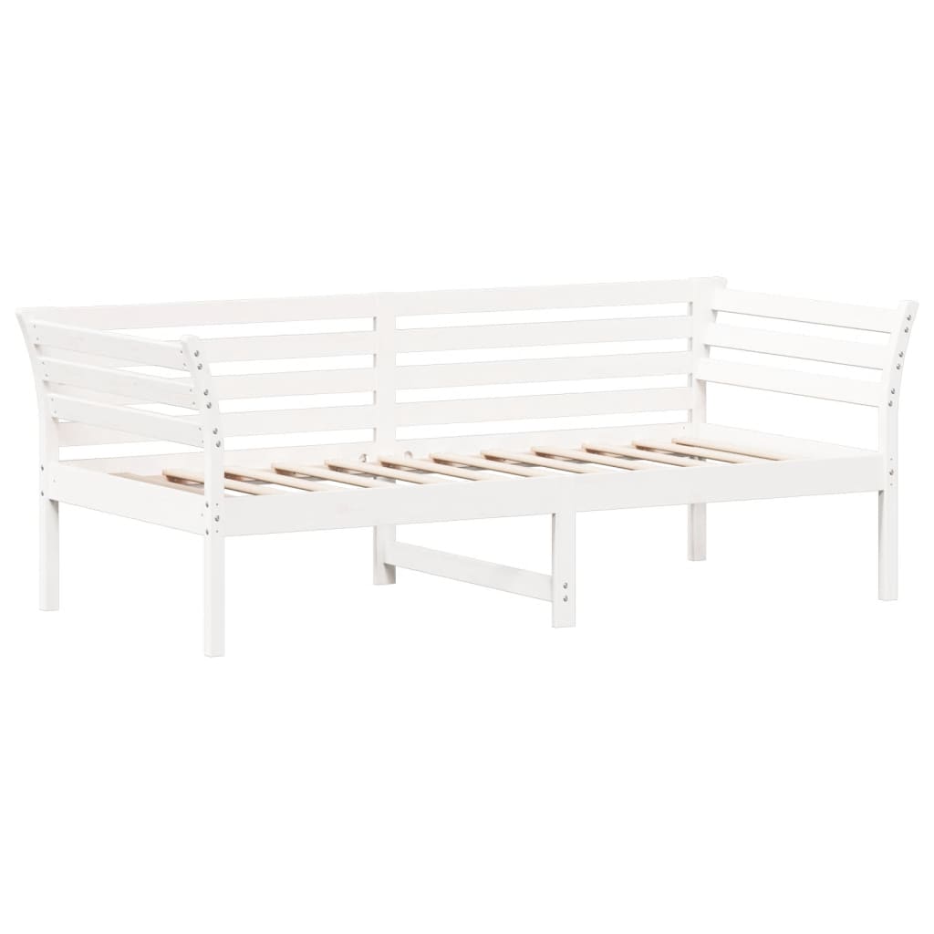 Day Bed without Mattress White 75x190 cm Small Single Solid Wood Pine - Bargainia.com - 