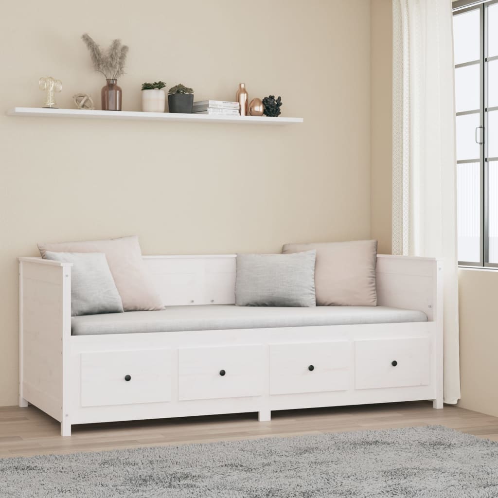 Day Bed without Mattress White 80x200 cm Solid Wood Pine - Bargainia.com - 