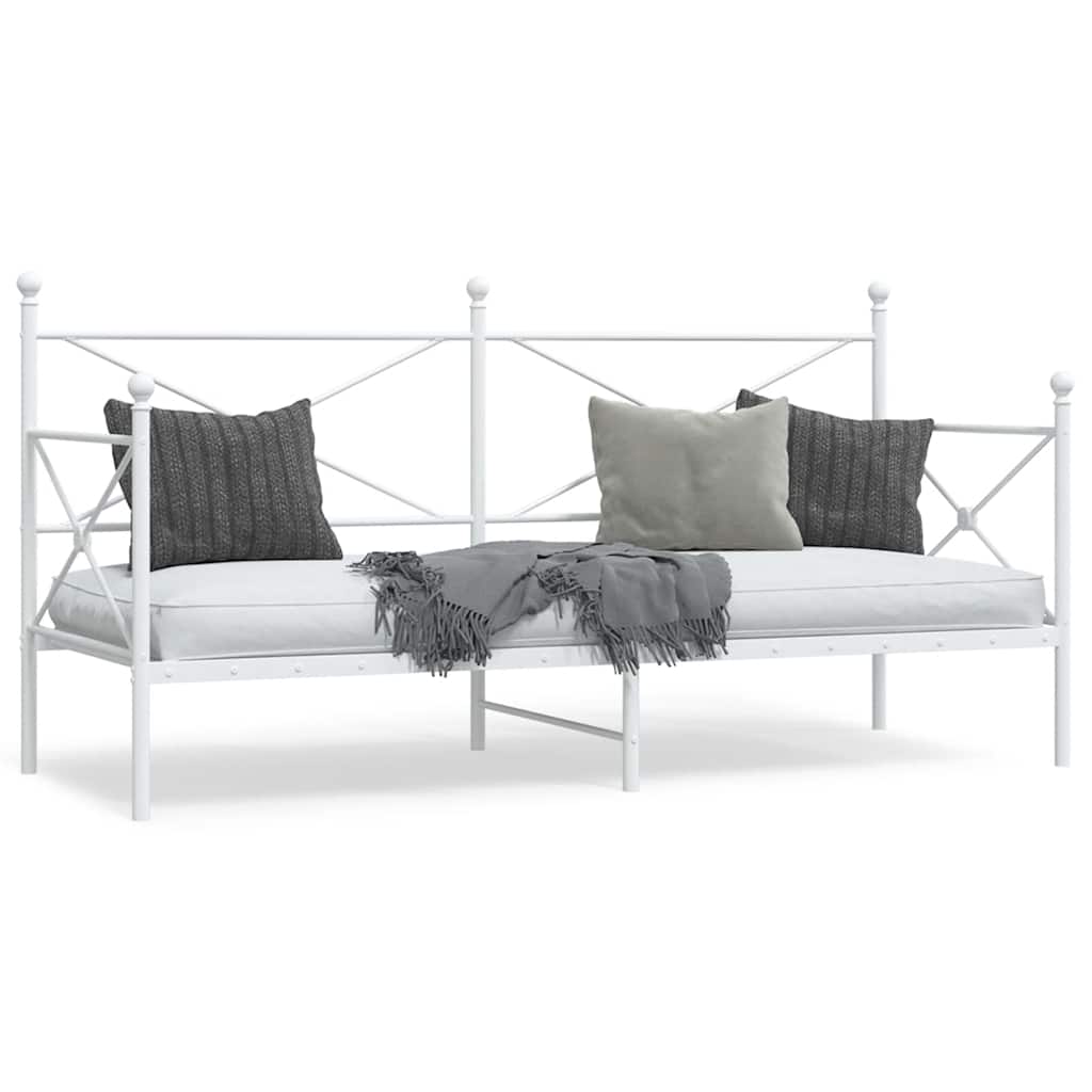 Day Bed without Mattress White 80x200 cm Steel - Bargainia.com - 