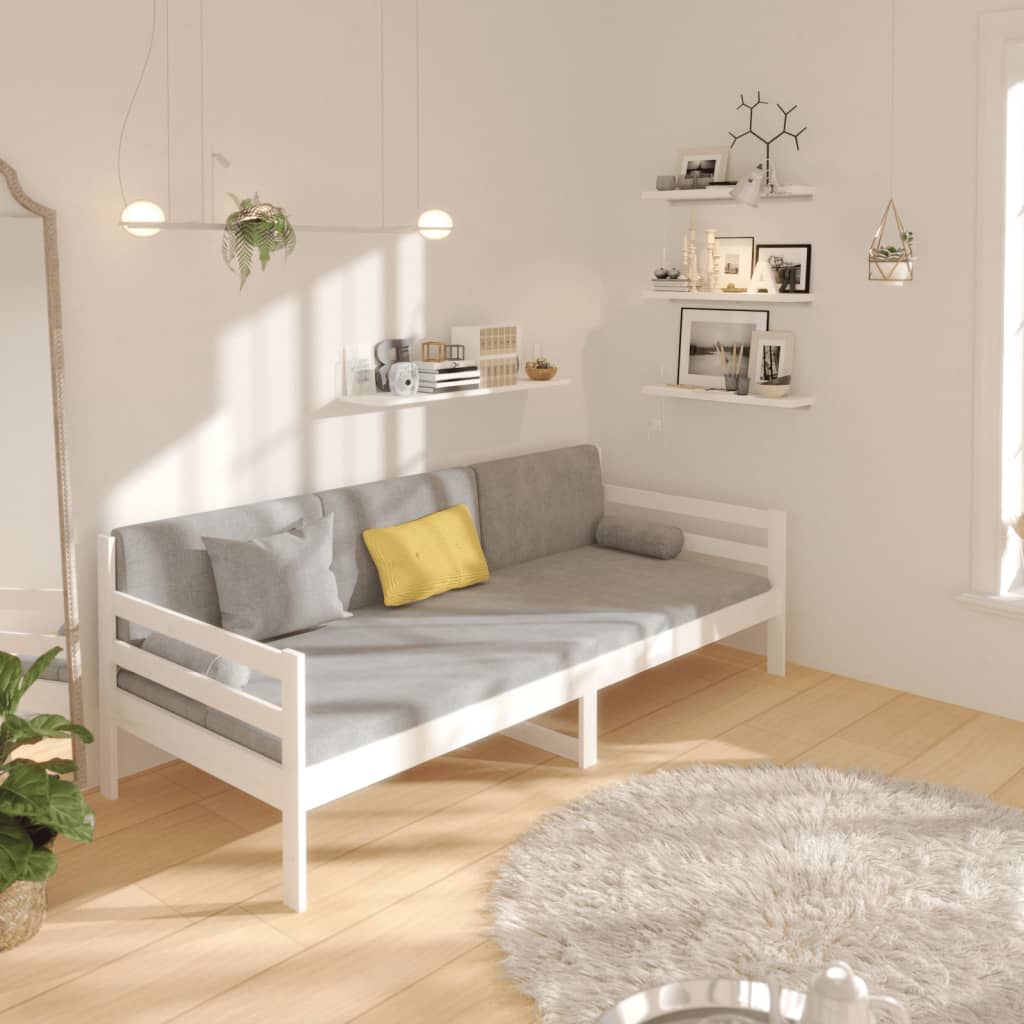 Day Bed without Mattress White 80x200cm Solid Wood Pine - Bargainia.com - 