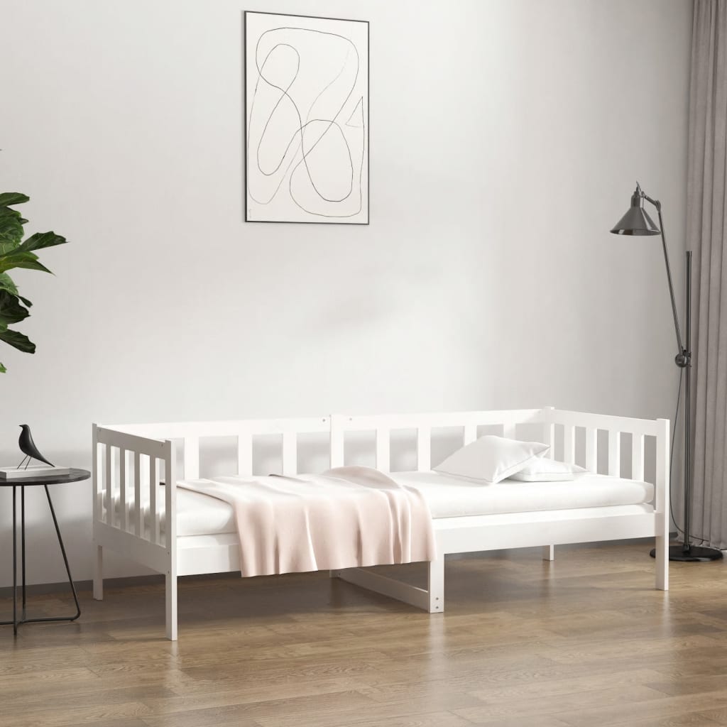 Day Bed without Mattress White 80x200cm Solid Wood Pine - Bargainia.com - 