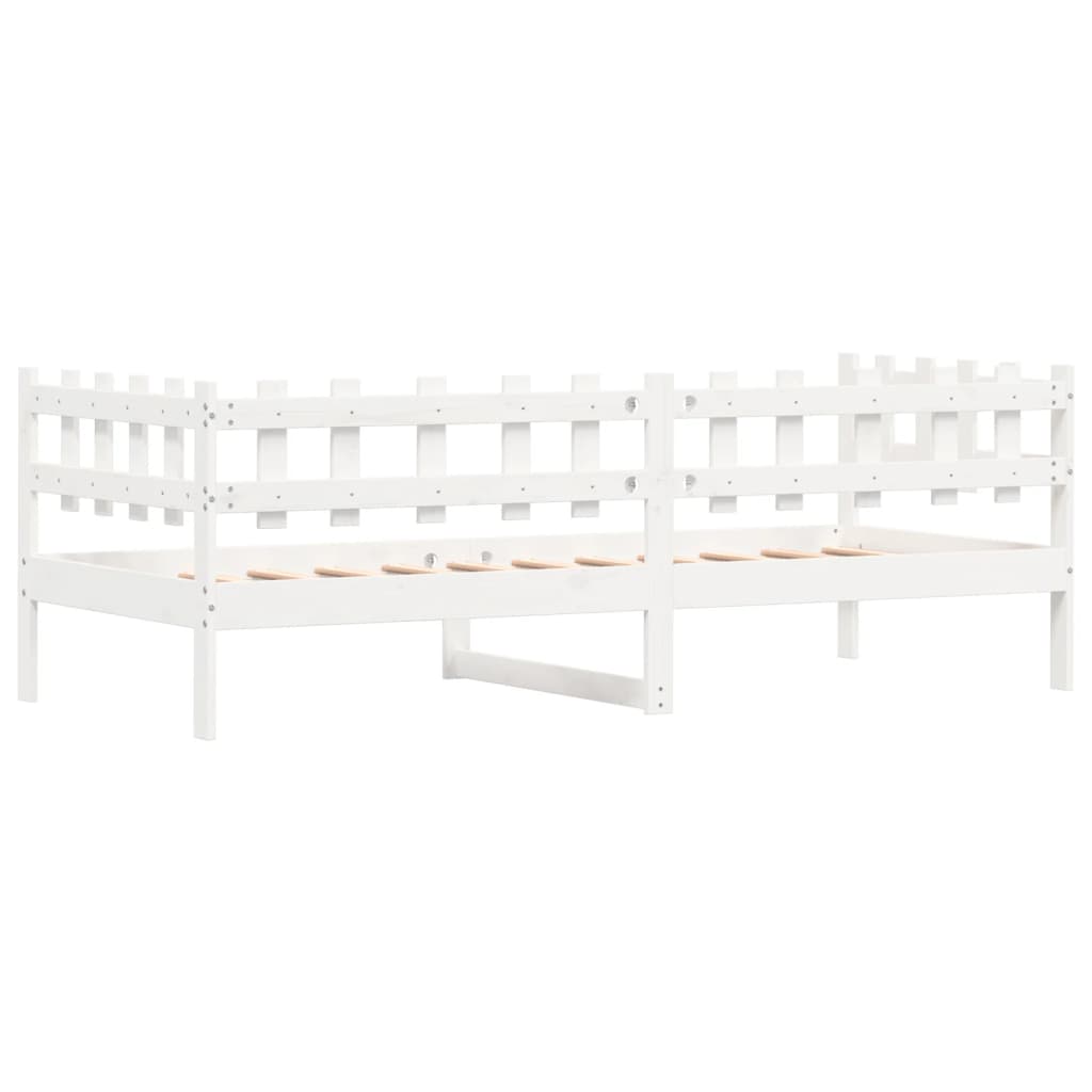 Day Bed without Mattress White 90x190 cm Single Solid Wood Pine - Bargainia.com - 