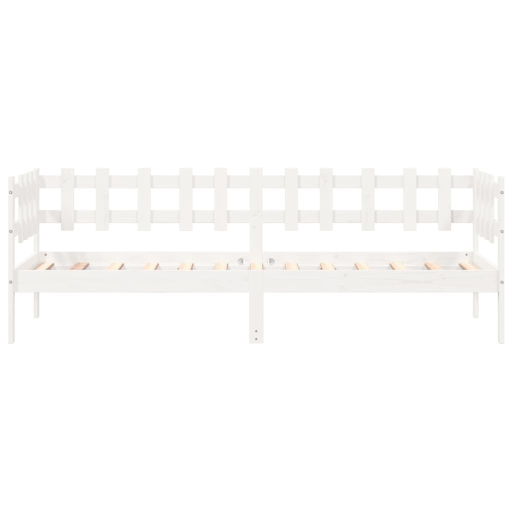 Day Bed without Mattress White 90x190 cm Single Solid Wood Pine - Bargainia.com - 